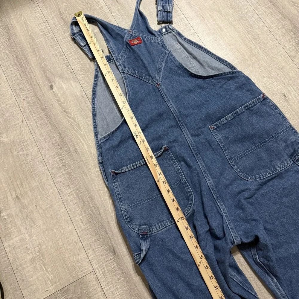 Vintage Dickies Overalls Denim Carpenter Workwear Bib Utility Pants Men 34x30